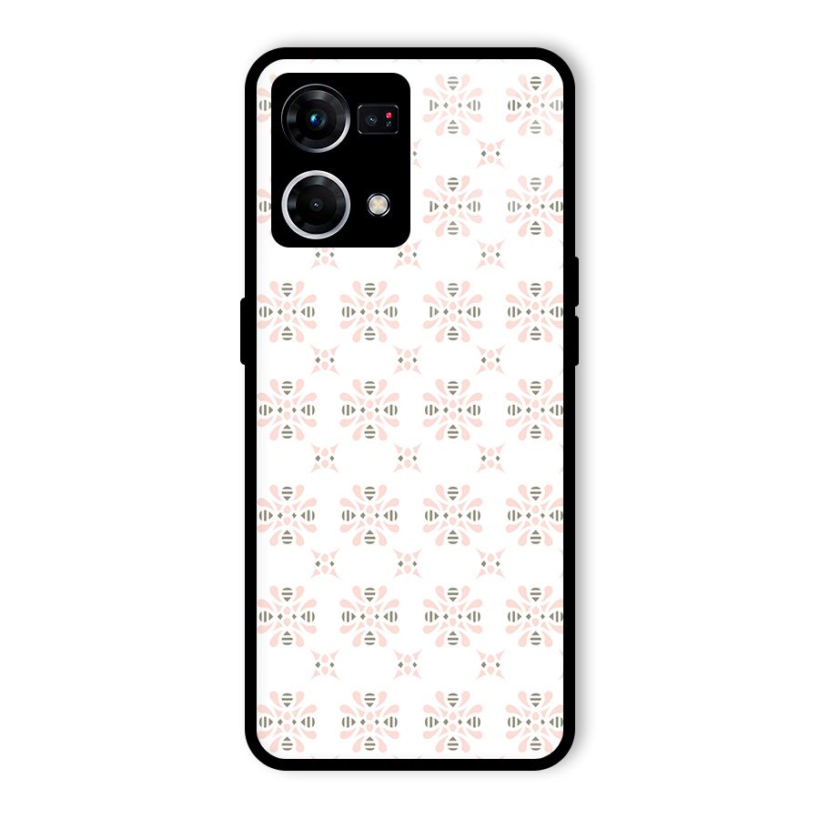 Pink Floral Pattern Glass Back Case for Oppo F21 Pro 4G
