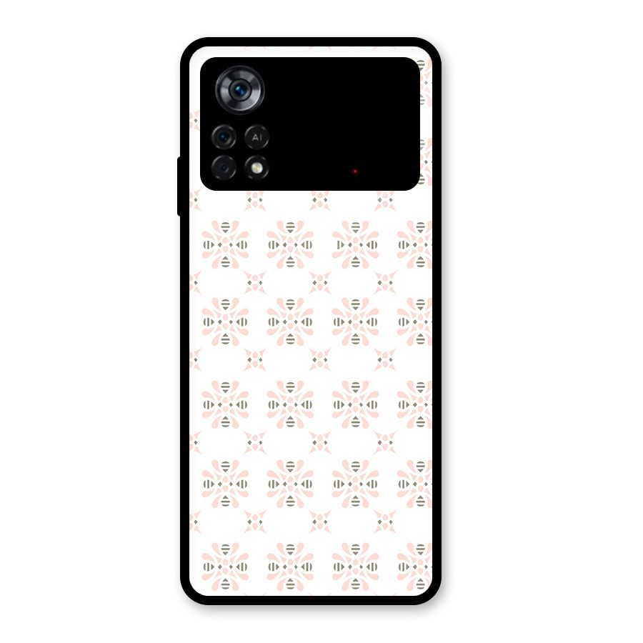 Pink Floral Pattern Glass Back Case for Poco X4 Pro 5G