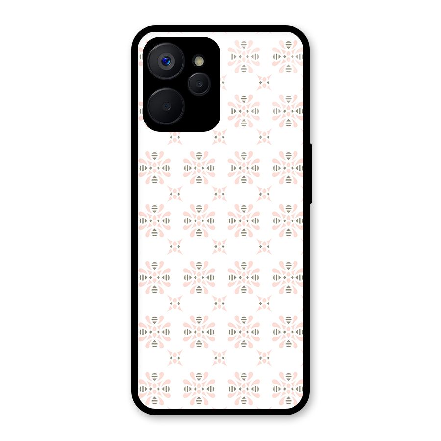 Pink Floral Pattern Glass Back Case for Realme 9i 5G