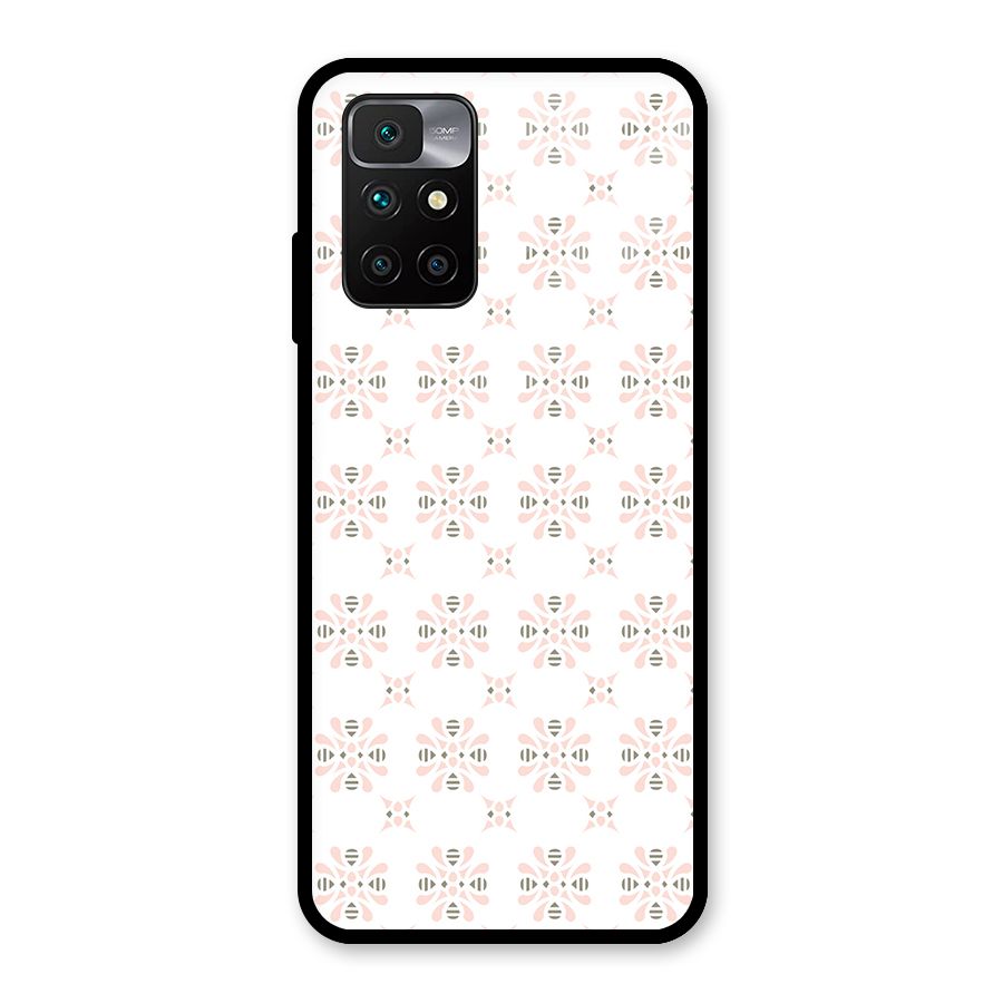 Pink Floral Pattern Glass Back Case for Redmi 10 Prime