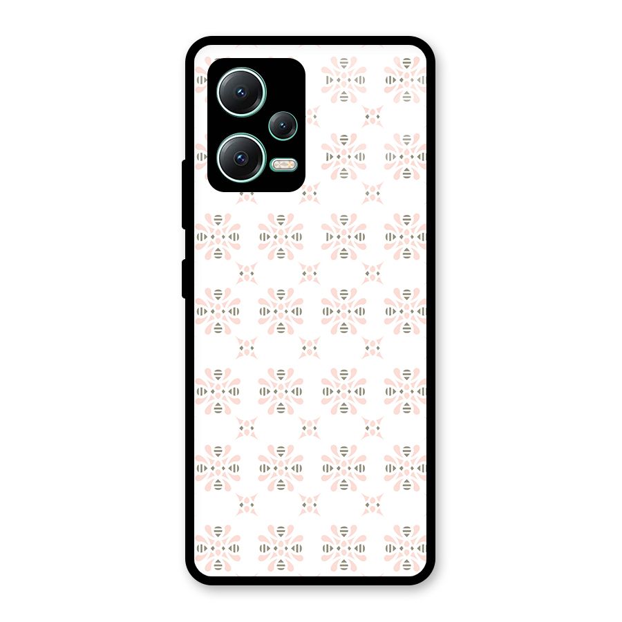 Pink Floral Pattern Glass Back Case for Redmi Note 12 5G
