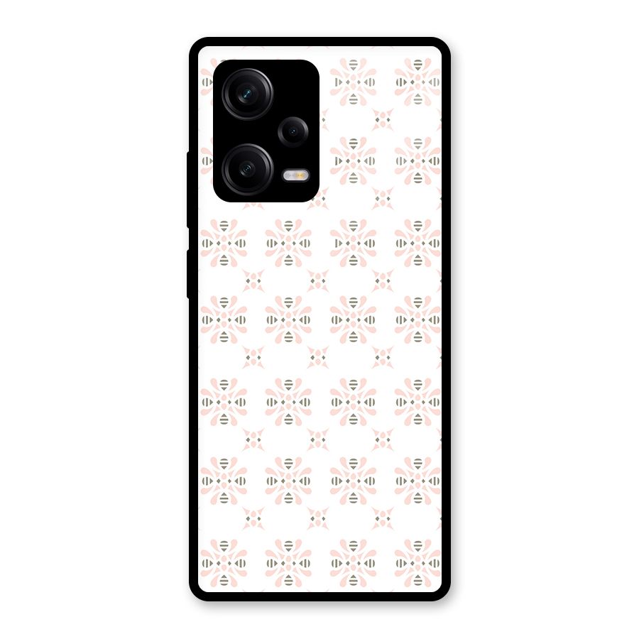 Pink Floral Pattern Glass Back Case for Redmi Note 12 Pro