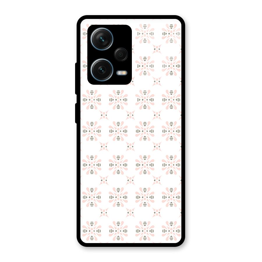 Pink Floral Pattern Glass Back Case for Redmi Note 12 Pro Plus 5G