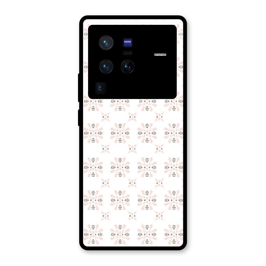Pink Floral Pattern Glass Back Case for Vivo X80 Pro
