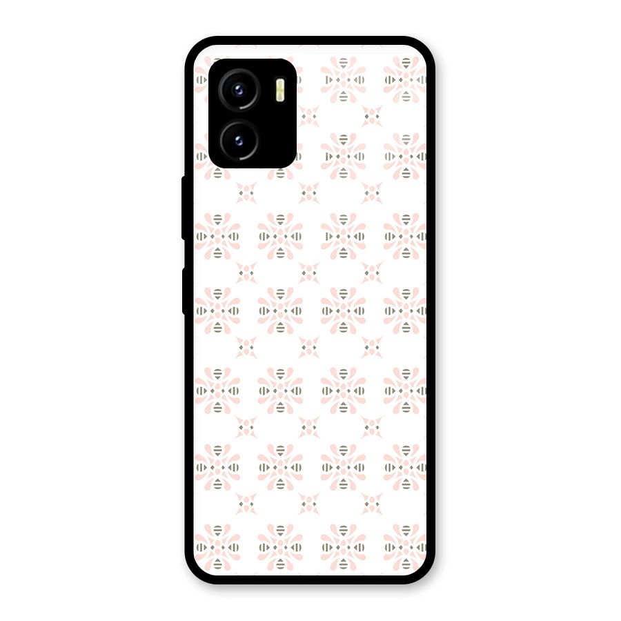Pink Floral Pattern Glass Back Case for Vivo Y15s
