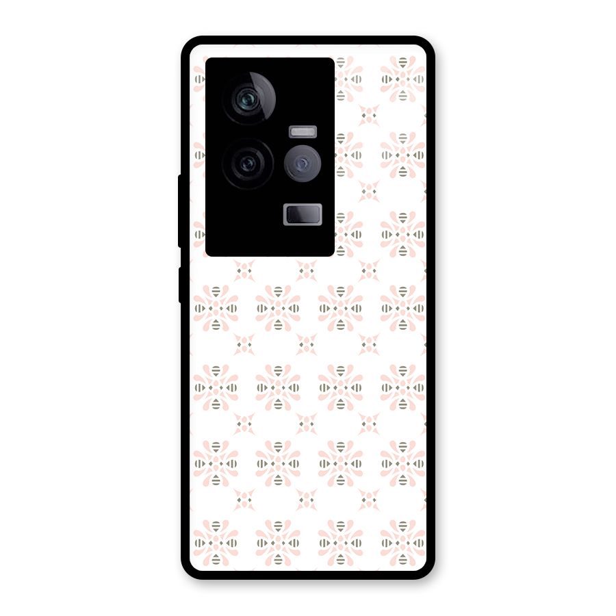 Pink Floral Pattern Glass Back Case for Vivo iQOO 11 5G