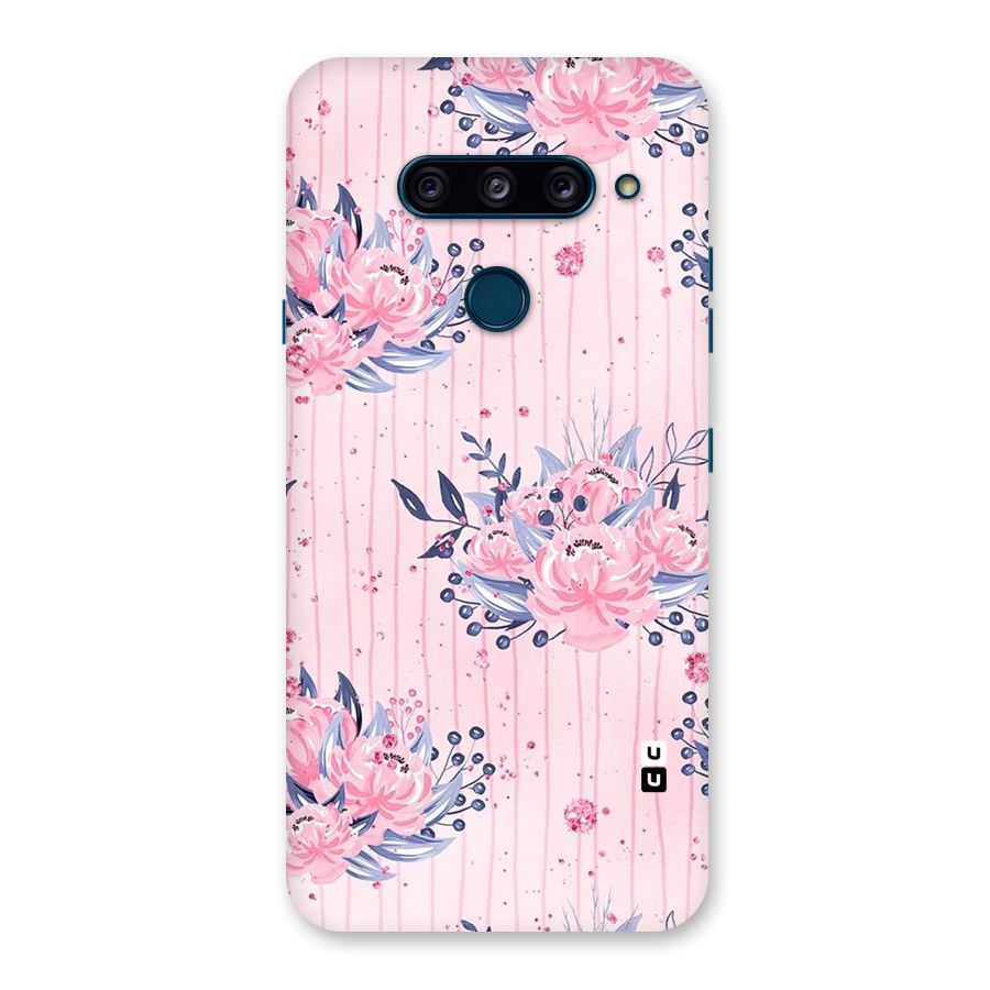 Pink Floral and Stripes Back Case for LG  V40 ThinQ
