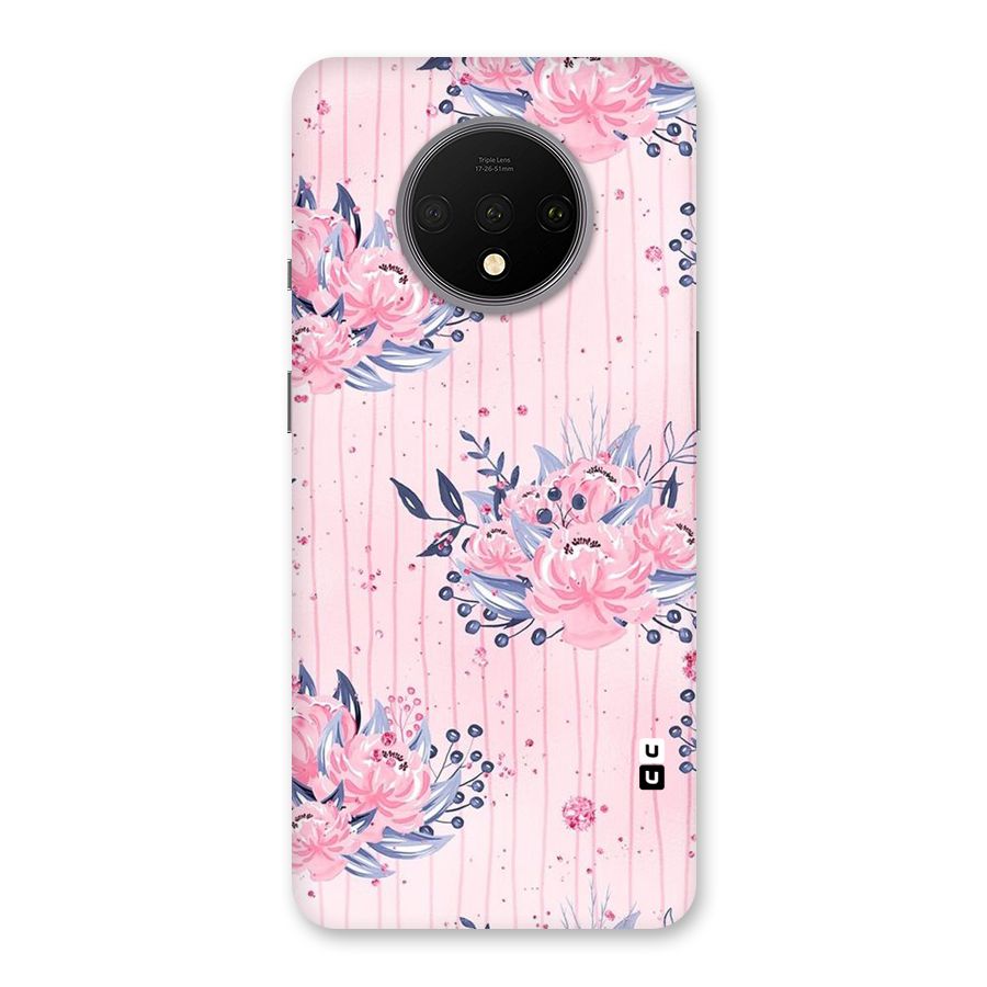Pink Floral and Stripes Back Case for OnePlus 7T