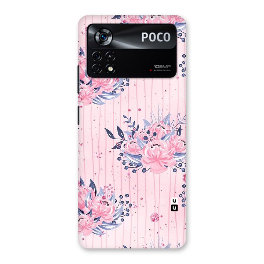 Pink Floral and Stripes Back Case for Poco X4 Pro 5G