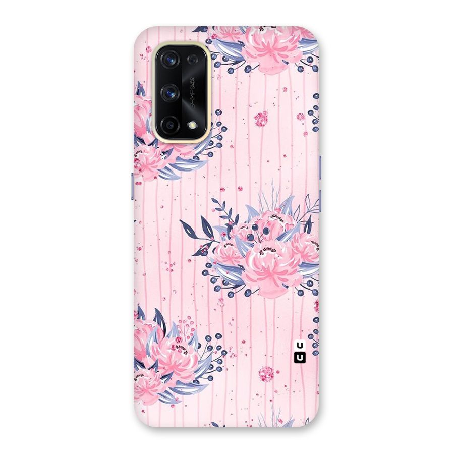 Pink Floral and Stripes Glass Back Case for Realme X7 Pro