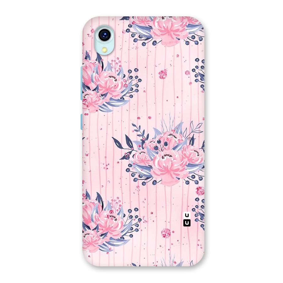 Pink Floral and Stripes Back Case for Vivo Y1s