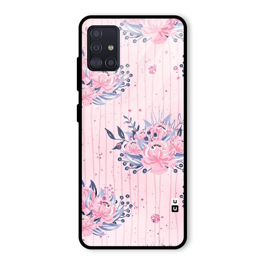 Pink Floral and Stripes Glass Back Case for Galaxy A51