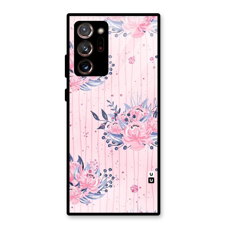 Pink Floral and Stripes Glass Back Case for Galaxy Note 20 Ultra 5G