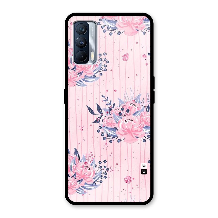 Pink Floral and Stripes Glass Back Case for Realme X7