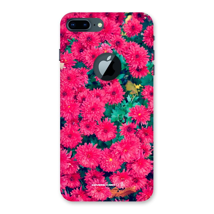Pink Flowers Back Case for iPhone 7 Plus Logo Cut