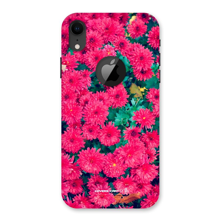 Pink Flowers Back Case for iPhone XR Logo Cut