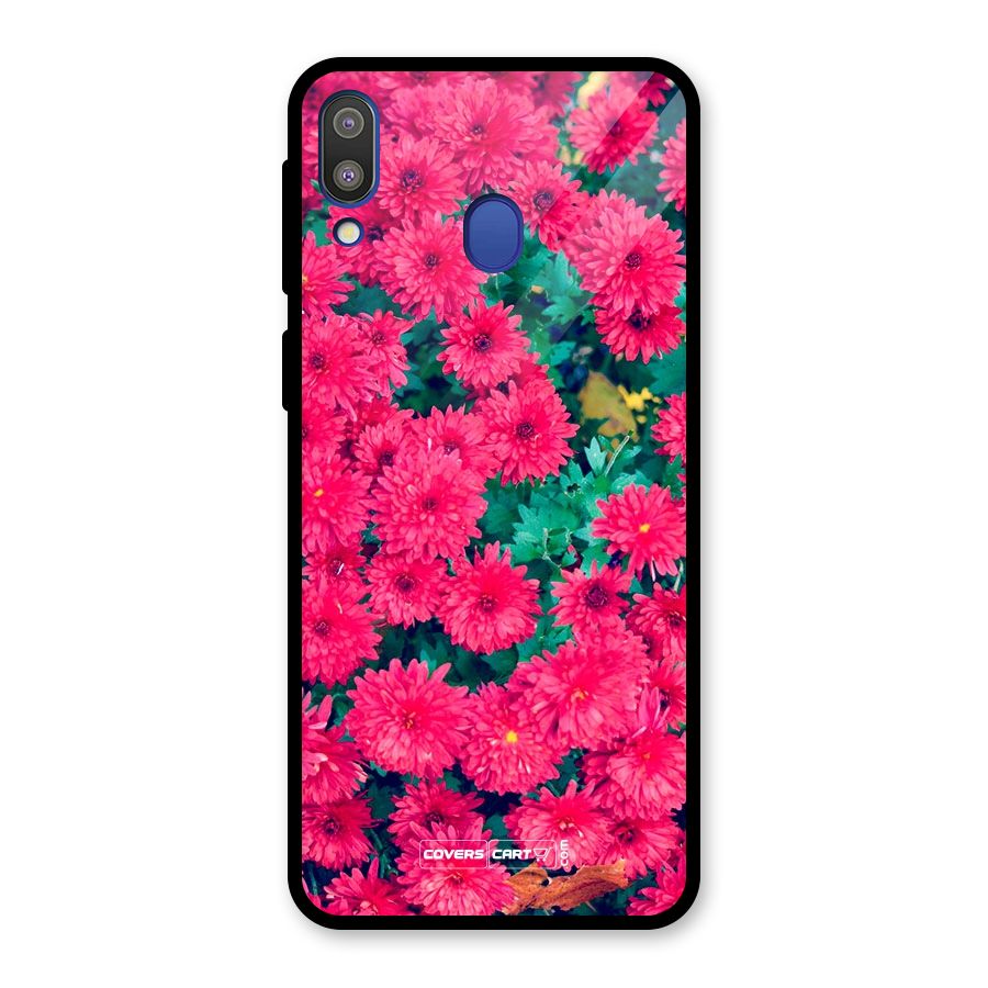 Pink Flowers Glass Back Case for Galaxy M20