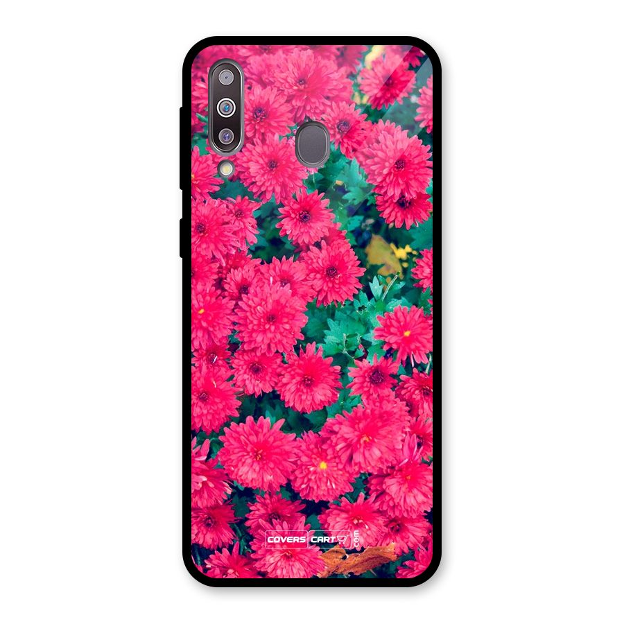 Pink Flowers Glass Back Case for Galaxy M30