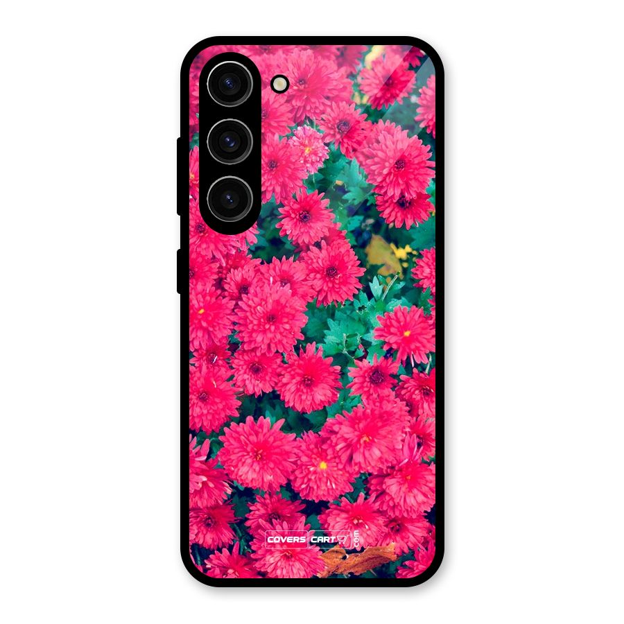 Pink Flowers Glass Back Case for Galaxy S23