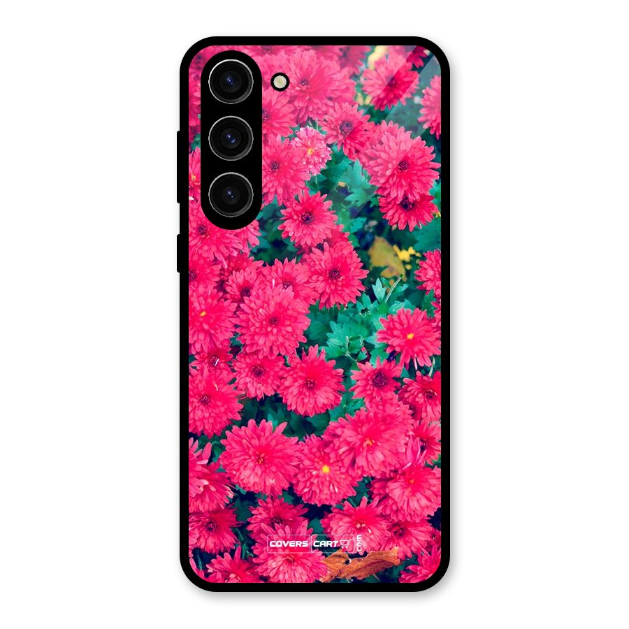 Pink Flowers Glass Back Case for Galaxy S23 Plus