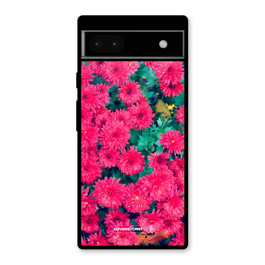 Pink Flowers Glass Back Case for Google Pixel 6a