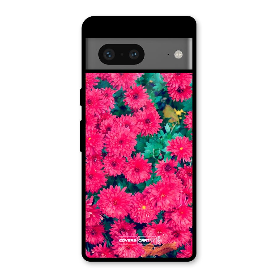 Pink Flowers Glass Back Case for Google Pixel 7