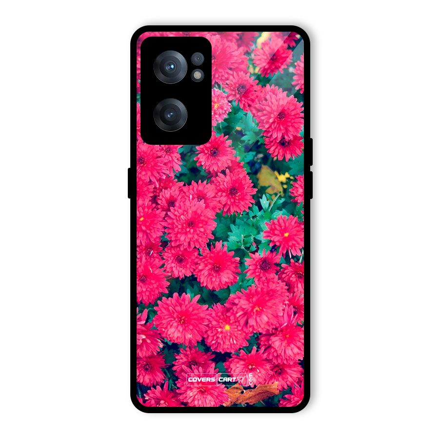 Pink Flowers Glass Back Case for OnePlus Nord CE 2 5G
