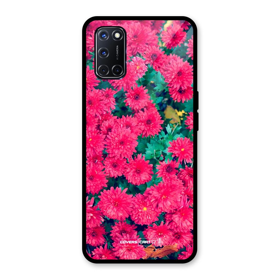 Pink Flowers Glass Back Case for Oppo A52