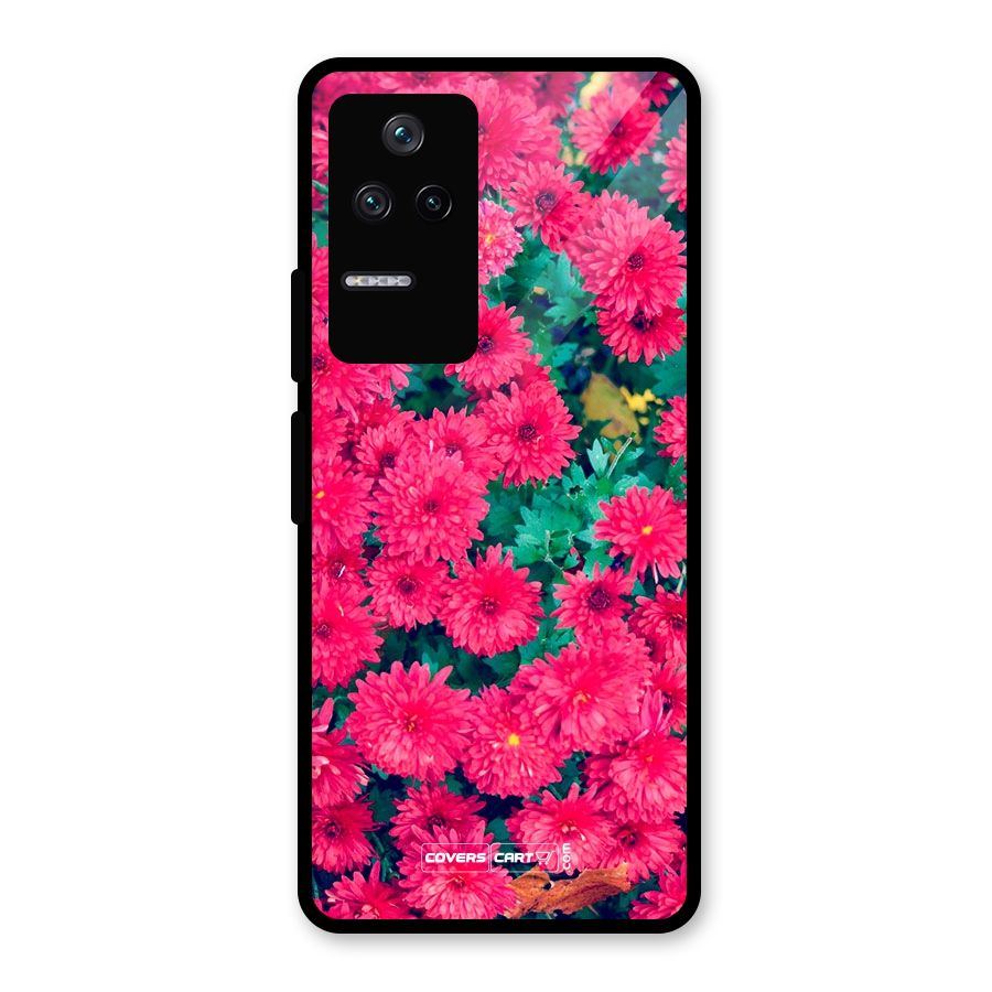 Pink Flowers Glass Back Case for Poco F4 5G