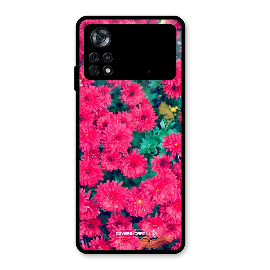 Pink Flowers Glass Back Case for Poco X4 Pro 5G