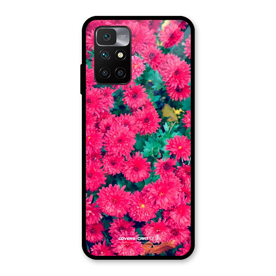 Pink Flowers Glass Back Case for Redmi 10 Prime