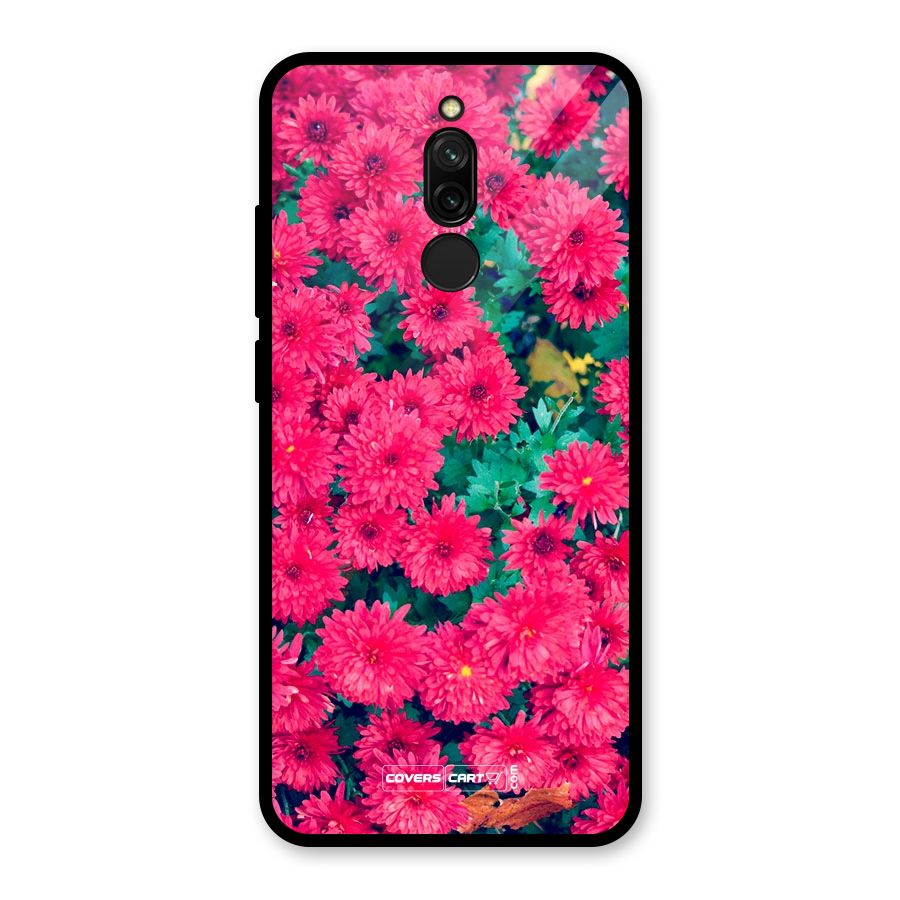 Pink Flowers Glass Back Case for Redmi 8