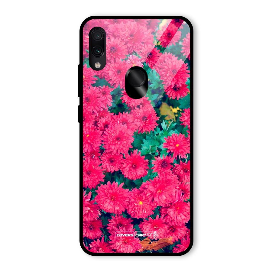 Pink Flowers Glass Back Case for Redmi Note 7 Pro