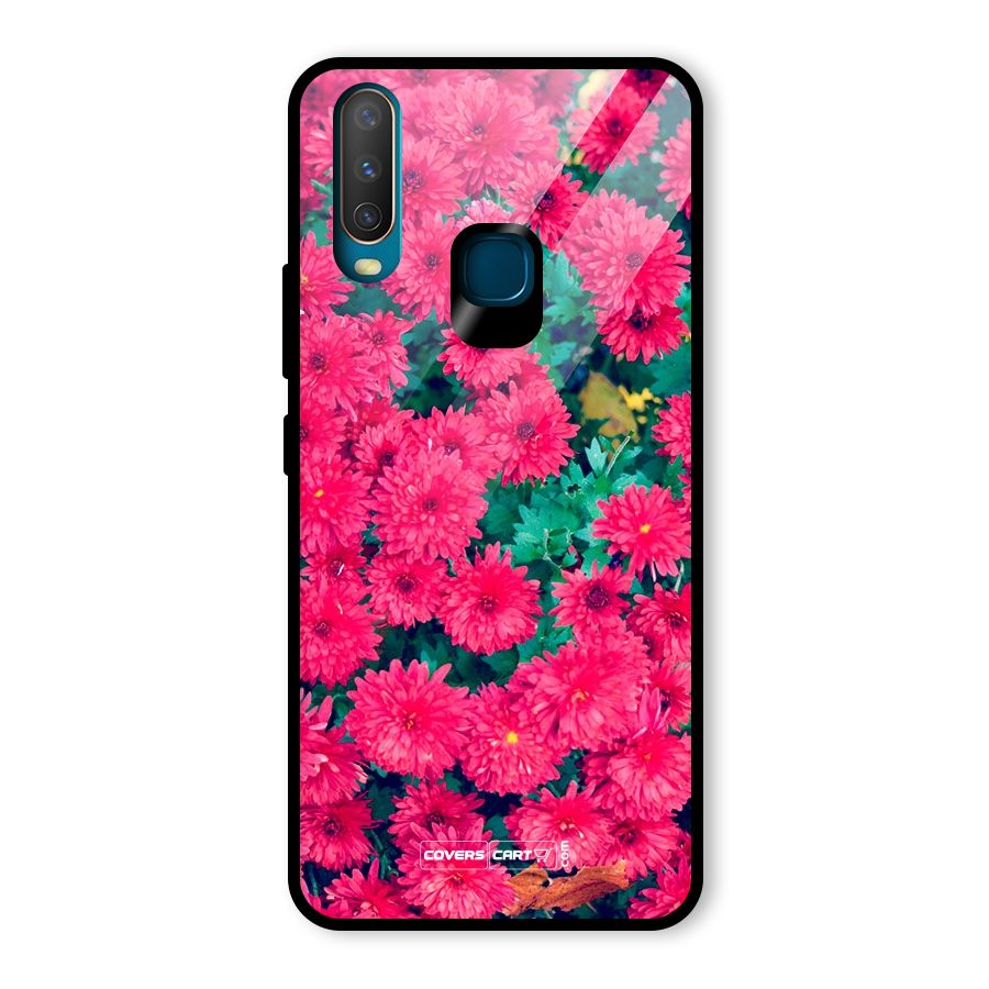 Pink Flowers Glass Back Case for Vivo Y15