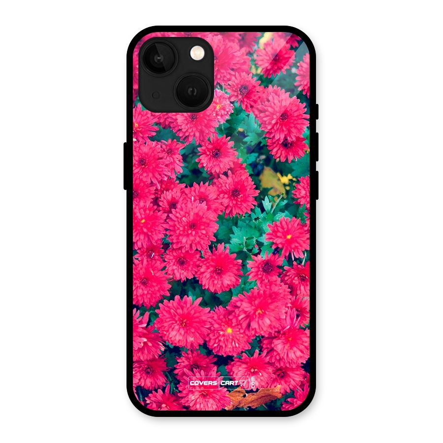 Pink Flowers Glass Back Case for iPhone 13