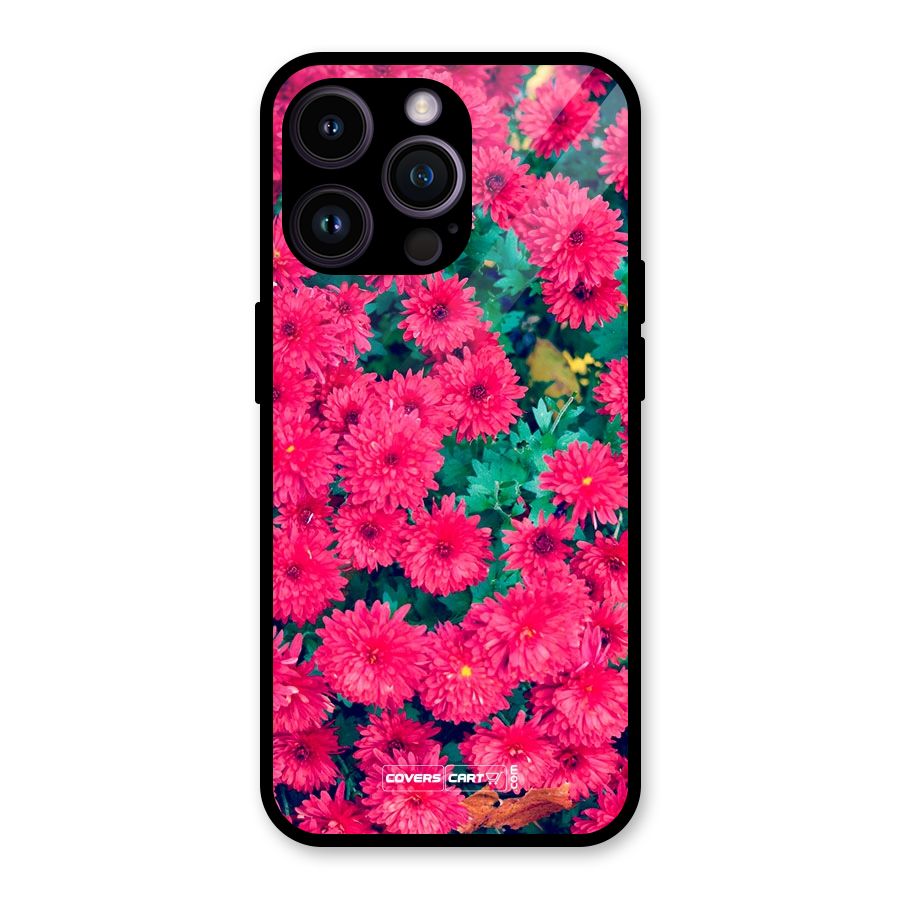 Pink Flowers Glass Back Case for iPhone 14 Pro Max