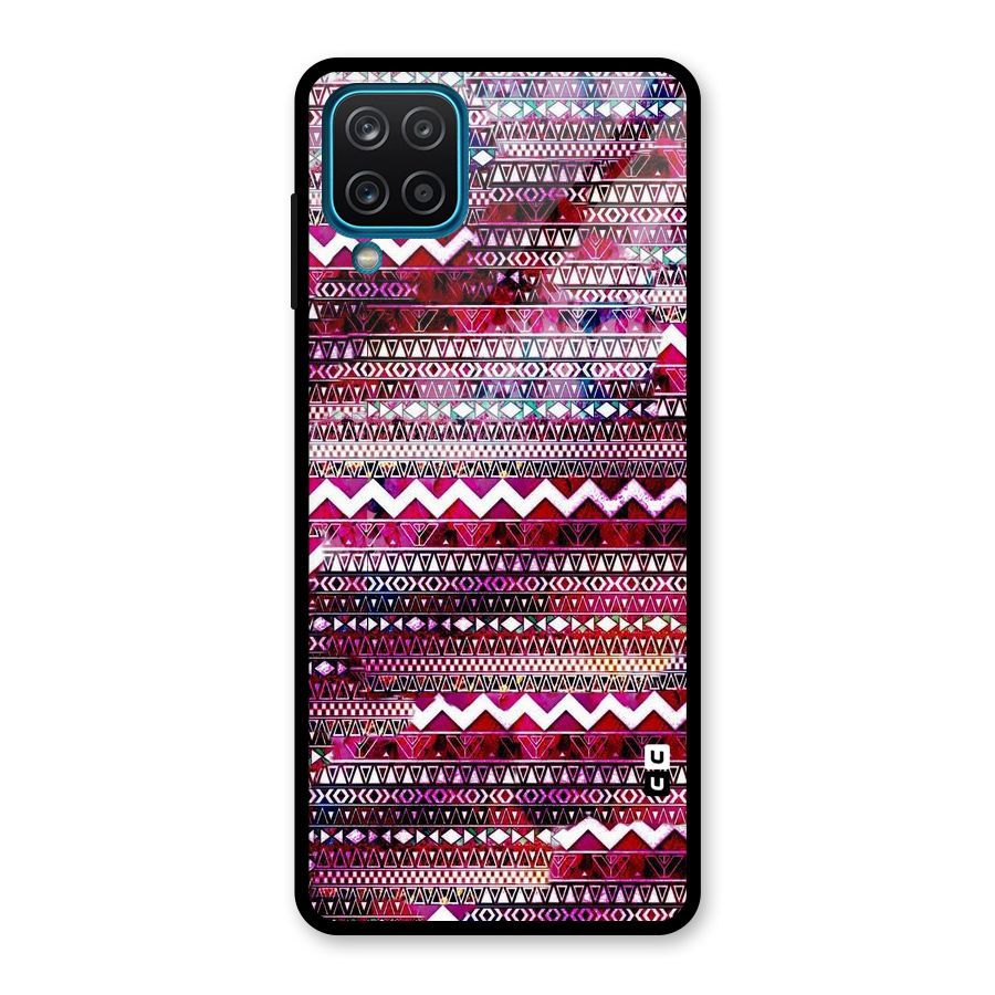 Pink Indie Pattern Glass Back Case for Galaxy A12