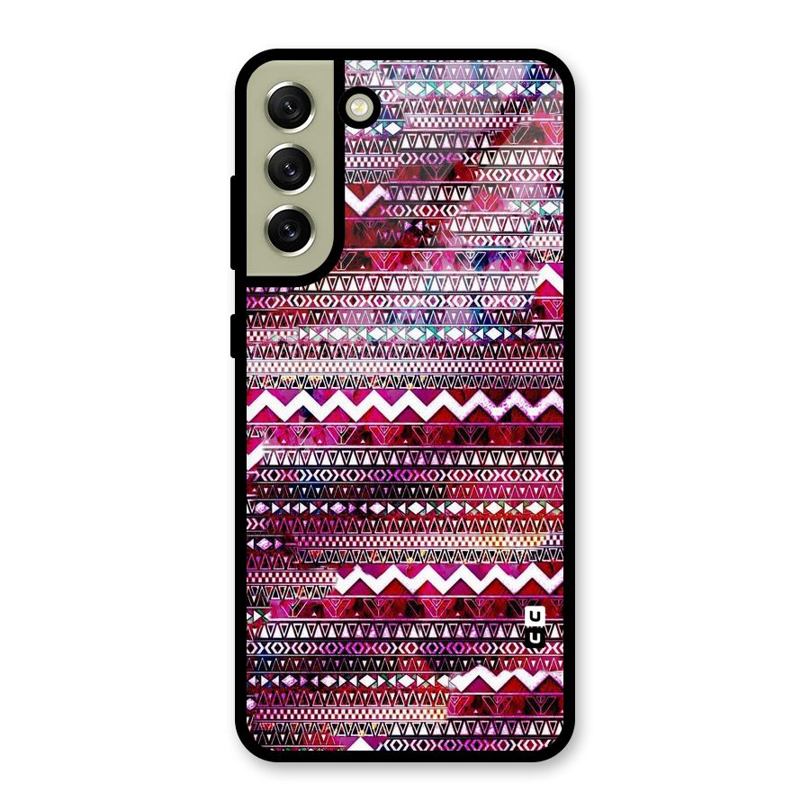 Pink Indie Pattern Glass Back Case for Galaxy S21 FE 5G