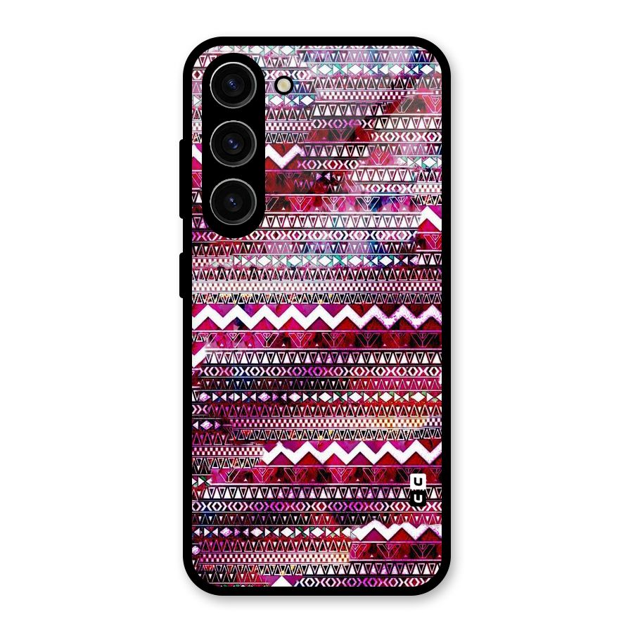 Pink Indie Pattern Glass Back Case for Galaxy S23