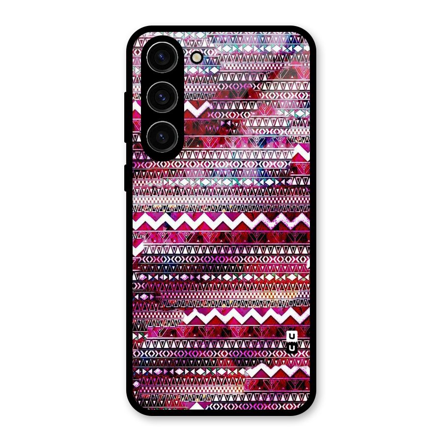 Pink Indie Pattern Glass Back Case for Galaxy S23 Plus
