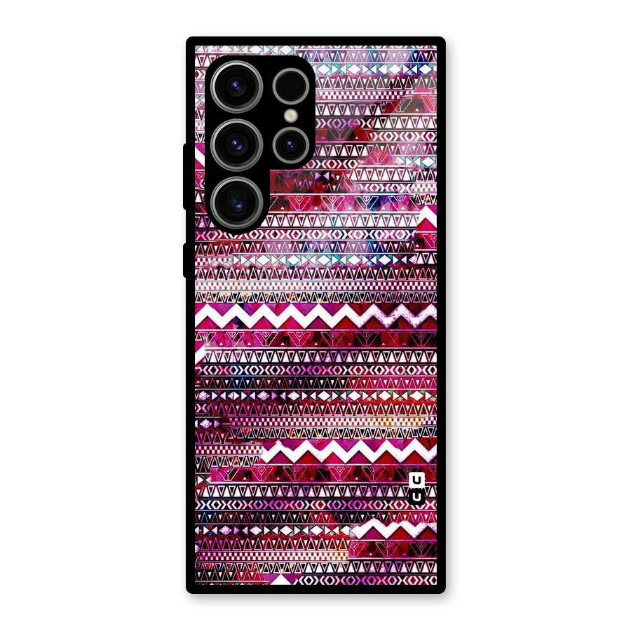 Pink Indie Pattern Glass Back Case for Galaxy S23 Ultra