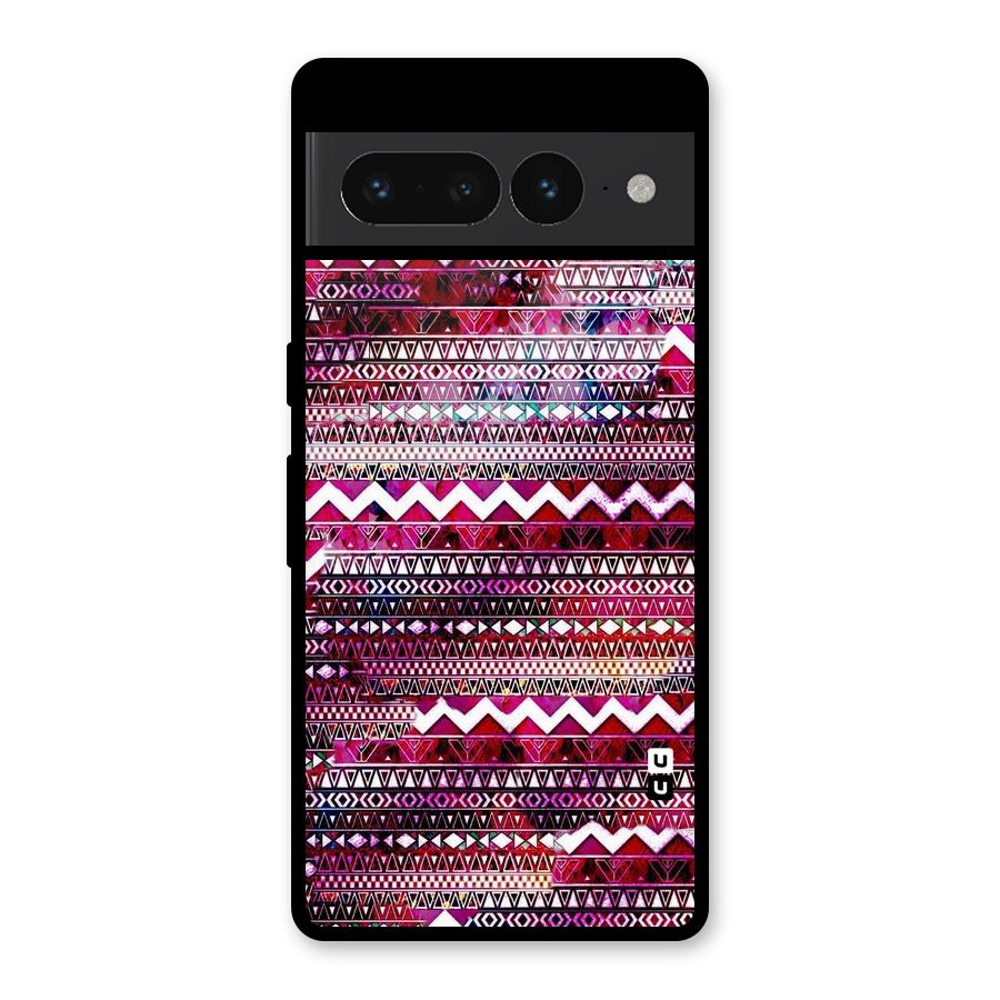 Pink Indie Pattern Glass Back Case for Google Pixel 7 Pro