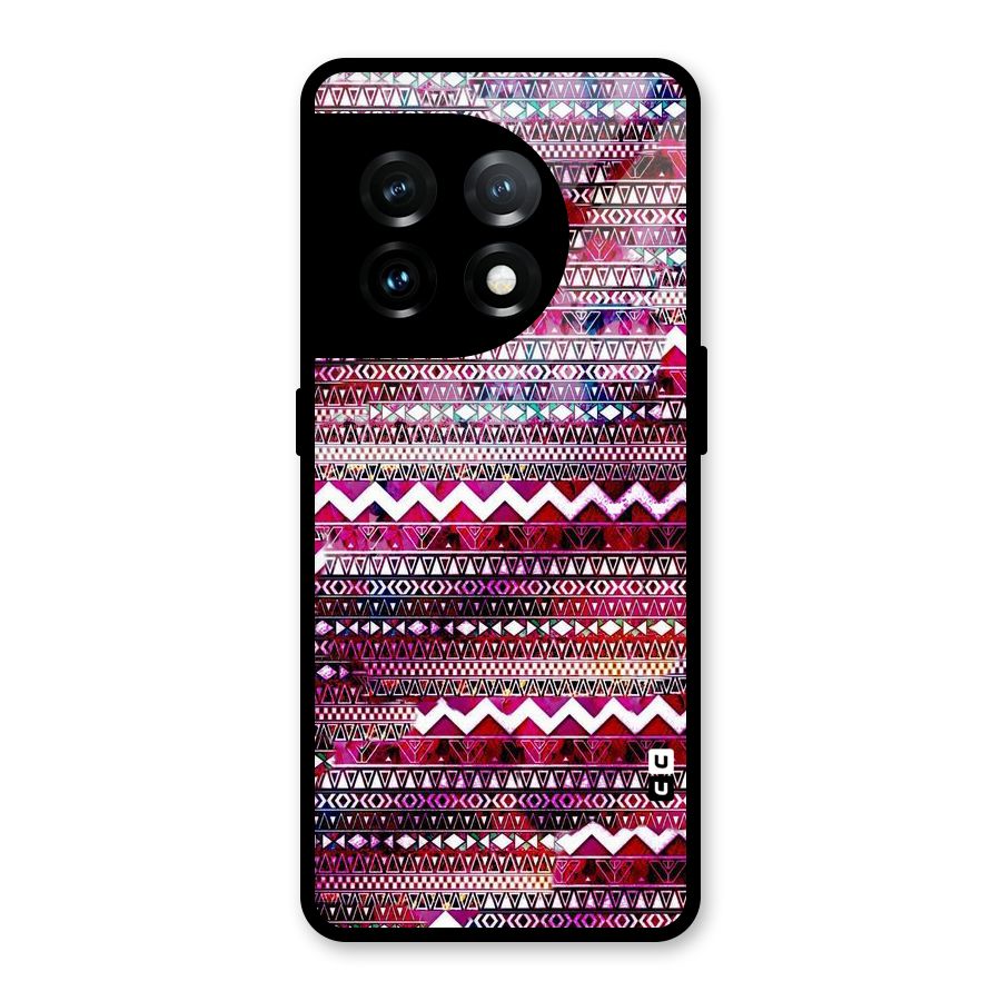 Pink Indie Pattern Glass Back Case for OnePlus 11