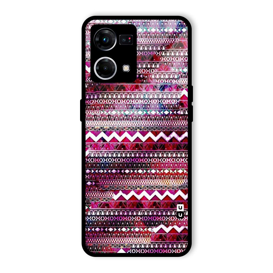 Pink Indie Pattern Glass Back Case for Oppo F21s Pro 4G