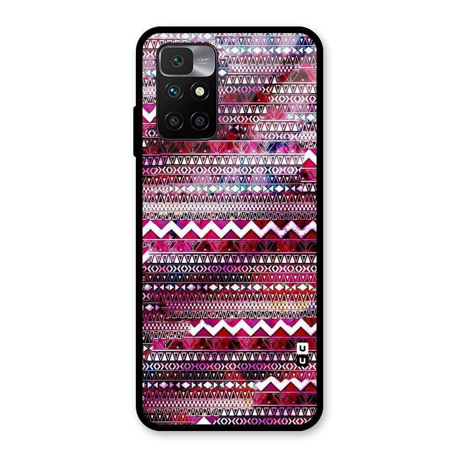 Pink Indie Pattern Glass Back Case for Redmi 10 Prime