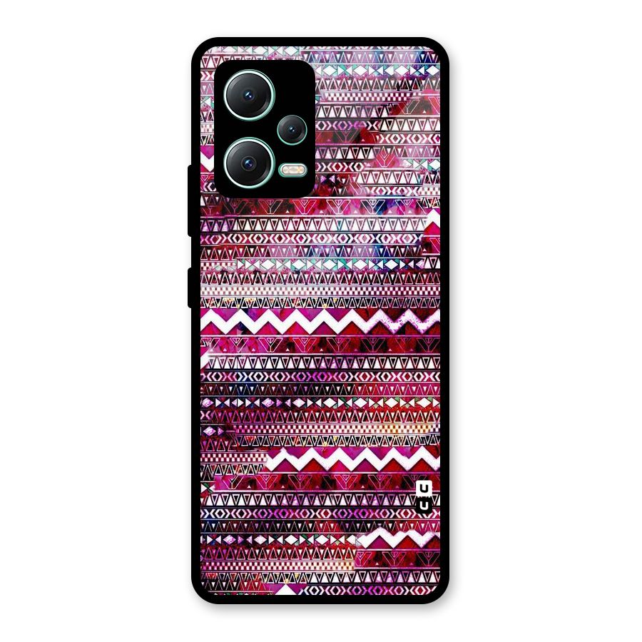 Pink Indie Pattern Glass Back Case for Redmi Note 12 5G