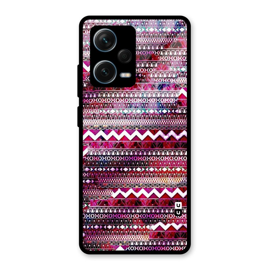 Pink Indie Pattern Glass Back Case for Redmi Note 12 Pro Plus 5G