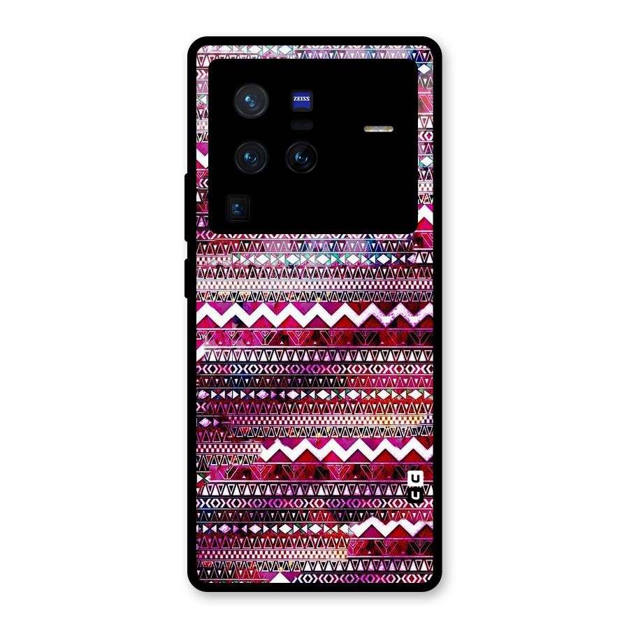 Pink Indie Pattern Glass Back Case for Vivo X80 Pro
