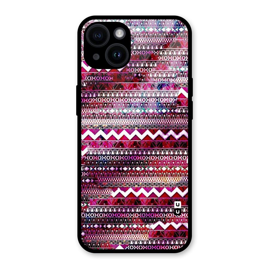Pink Indie Pattern Glass Back Case for iPhone 14