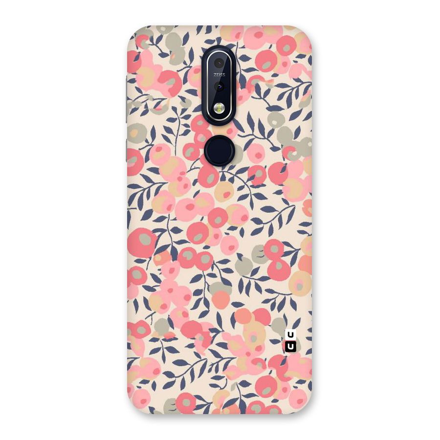 Pink Leaf Pattern Back Case for Nokia 7.1